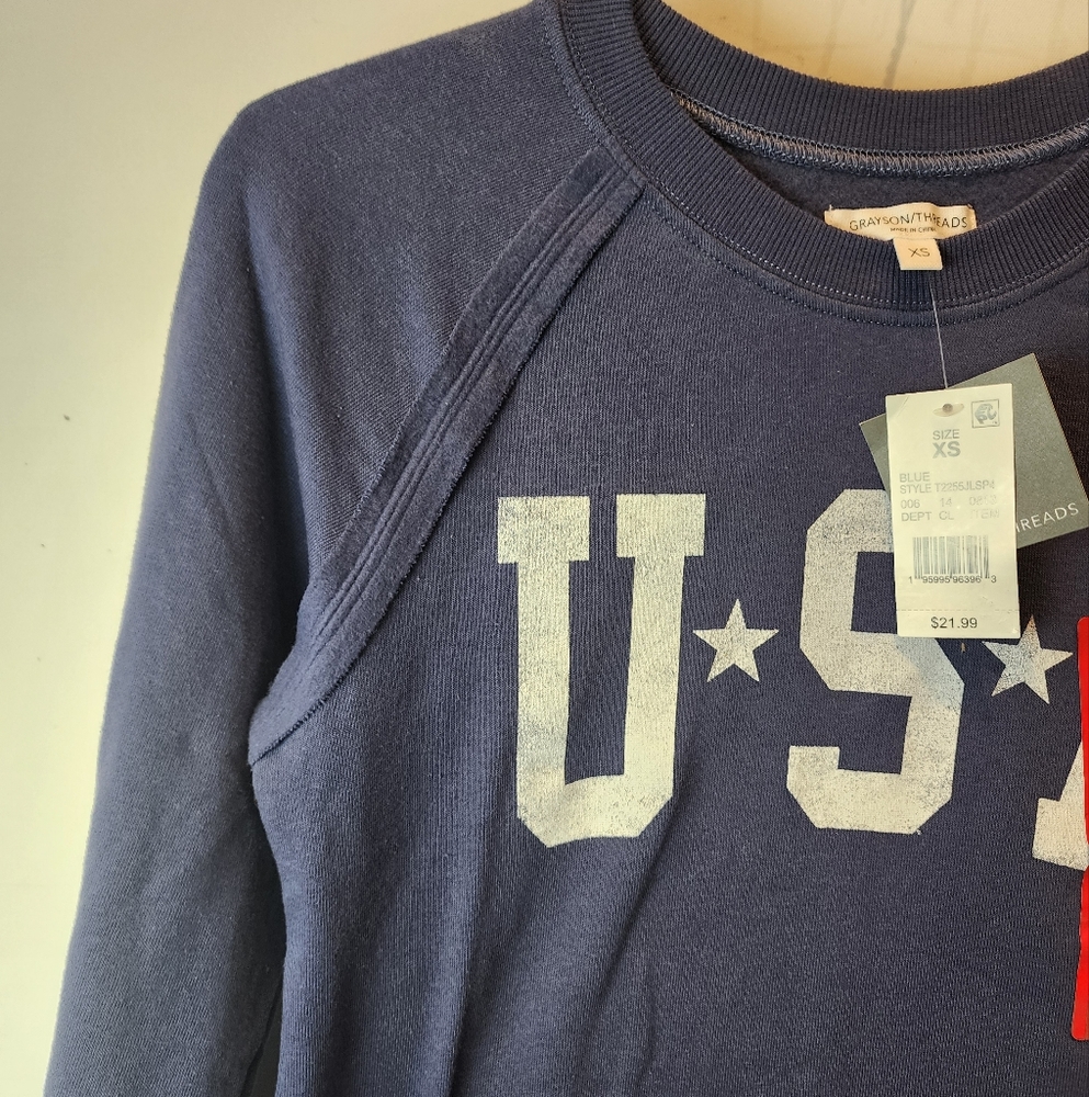 USA Graohuc Sweatshirt XS Blue Grayson Threads Retro Patriotic Sweatshirt XS - Picture 6 of 7